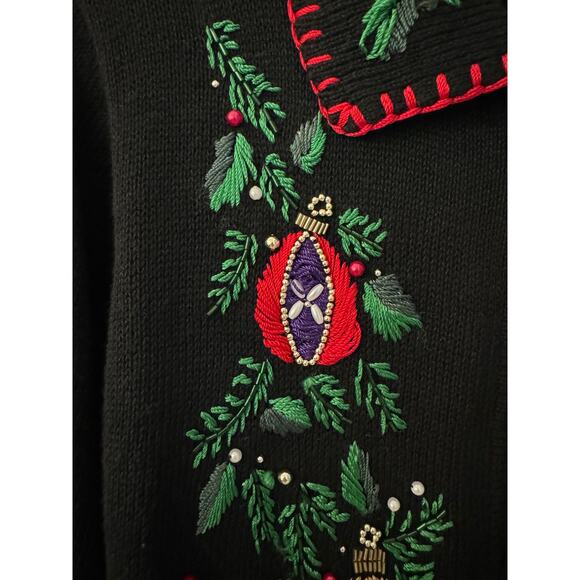 Christmas Holiday Sweater BP Designs Sm Ramie Blend Cardigan Teacher Winter Xmas - Picture 8 of 10